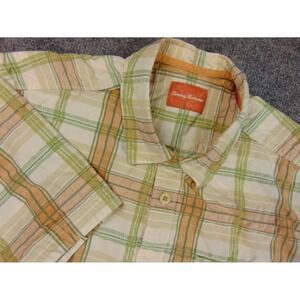 Tommy Bahama Men's Plaid Button-Down Shirt in Cream, Green & Orange